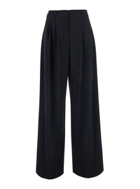 Leplain Women Black Pants With Front Pleats In Wool Blend For Women
