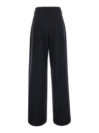 Leplain Women Black Pants With Front Pleats In Wool Blend For Women