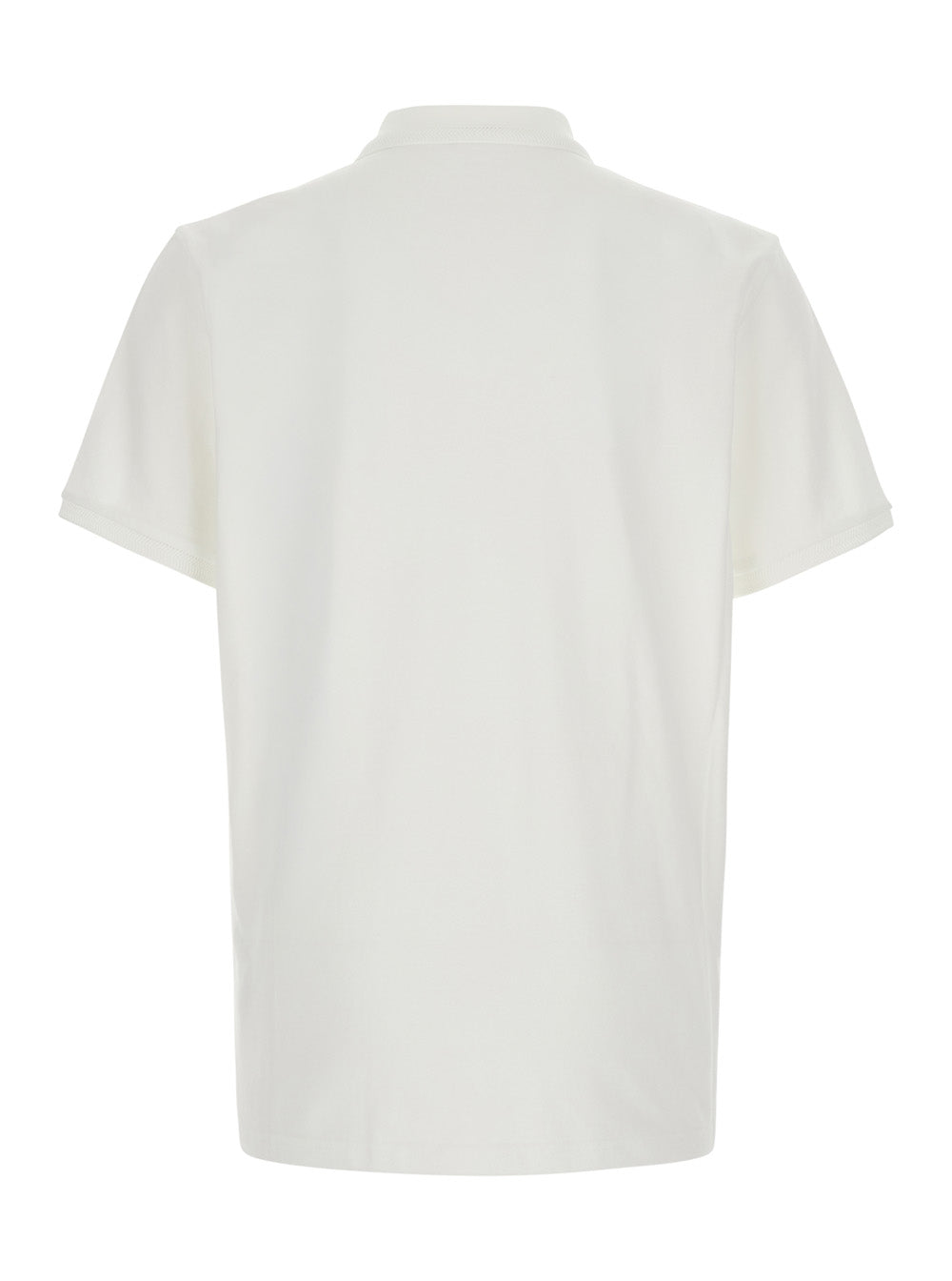 Moncler Men White Polo Shirt With Logo Patch On The Front In Cotton For Men
