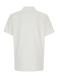 Moncler Men White Polo Shirt With Logo Patch On The Front In Cotton For Men