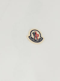 Moncler Men White Polo Shirt With Logo Patch On The Front In Cotton For Men