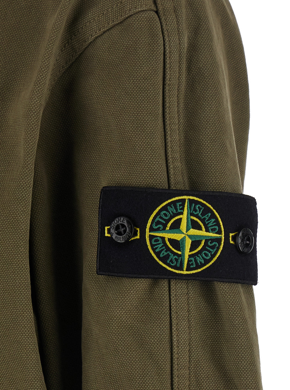 Stone Island Men 'Panama' Green Jacket With Fixed Hood And Logo Patch On The Sleeve In Cotton For Men