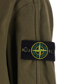 Stone Island Men 'Panama' Green Jacket With Fixed Hood And Logo Patch On The Sleeve In Cotton For Men