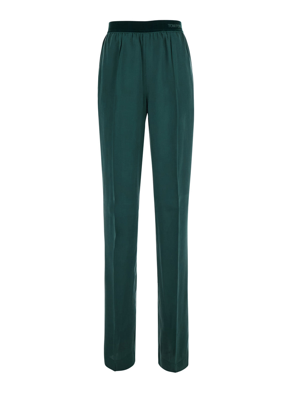 TOM FORD Tom Ford Women Green Pants With Elasticated Waist With Logo Lettering In Silk For Women