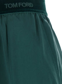 TOM FORD Tom Ford Women Green Pants With Elasticated Waist With Logo Lettering In Silk For Women