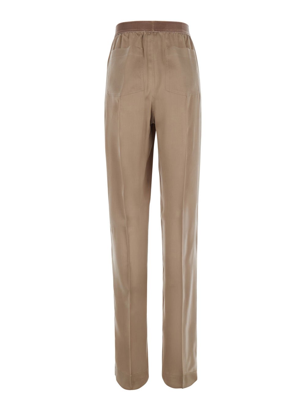 Tom Ford Women Beige Pants With Elasticated Waist With Logo Lettering In Silk For Women