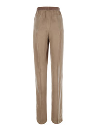 Tom Ford Women Beige Pants With Elasticated Waist With Logo Lettering In Silk For Women