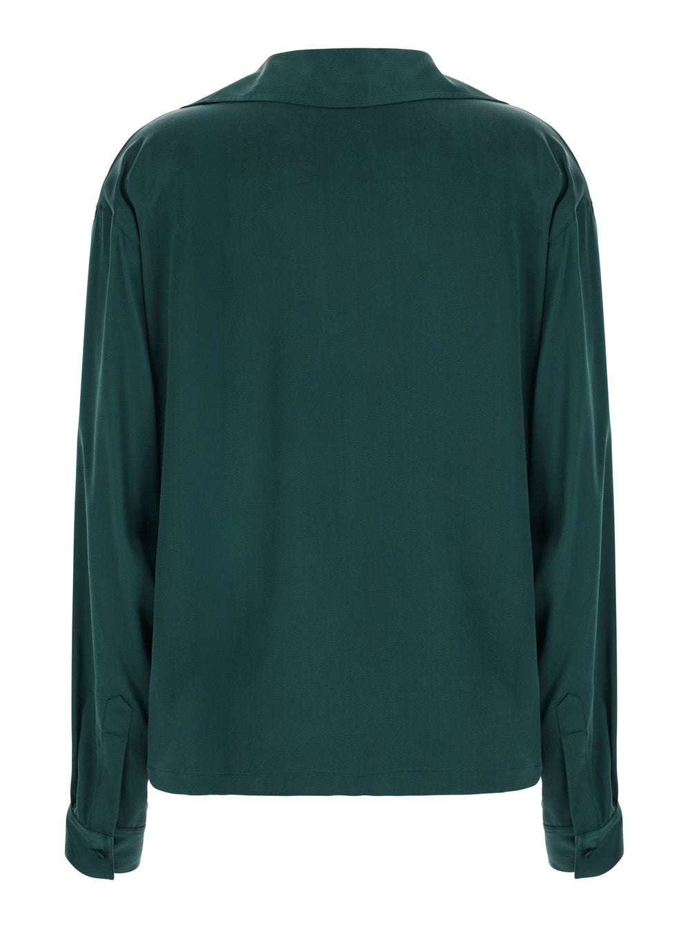 Tom Ford Women Green Shirt With Wide Collar And V-Neck In Silk For Women