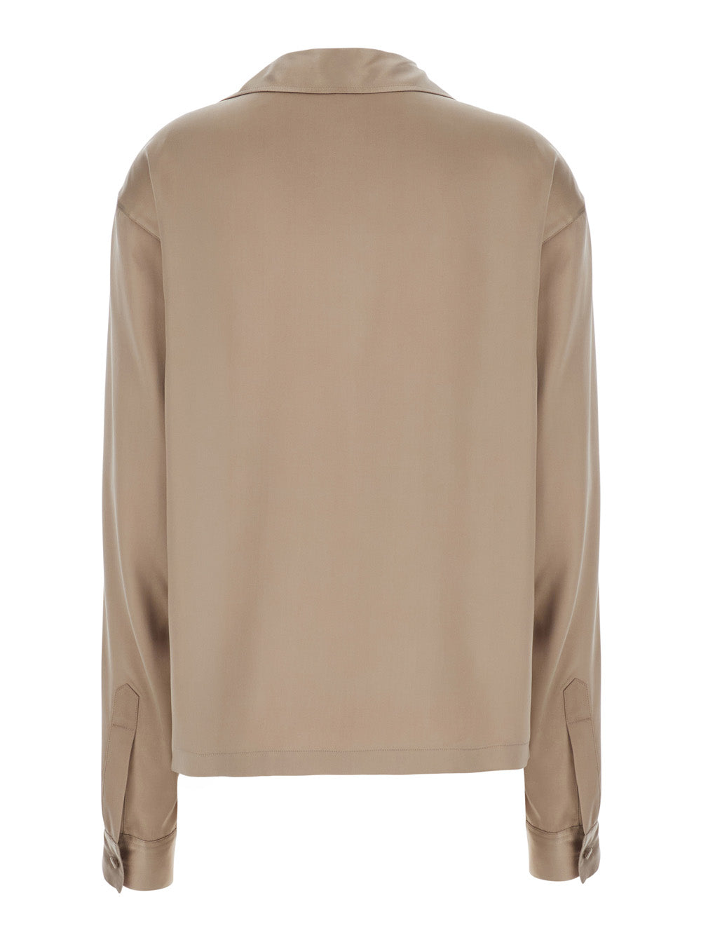Tom Ford Women Beige Shirt With Wide Collar And V-Neck In Silk For Women