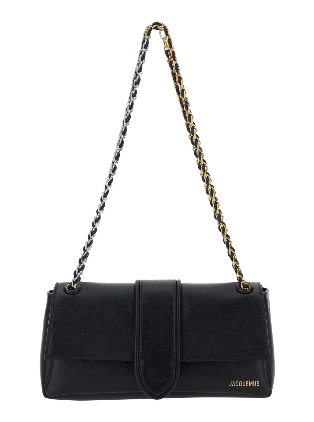 Jacquemus Women Le Bambino Chaine Is A Crossbody Bag In Black Lamb Leather With Unisex Metallic Details