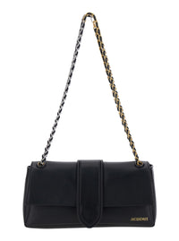 Jacquemus Women Le Bambino Chaine Is A Crossbody Bag In Black Lamb Leather With Unisex Metallic Details