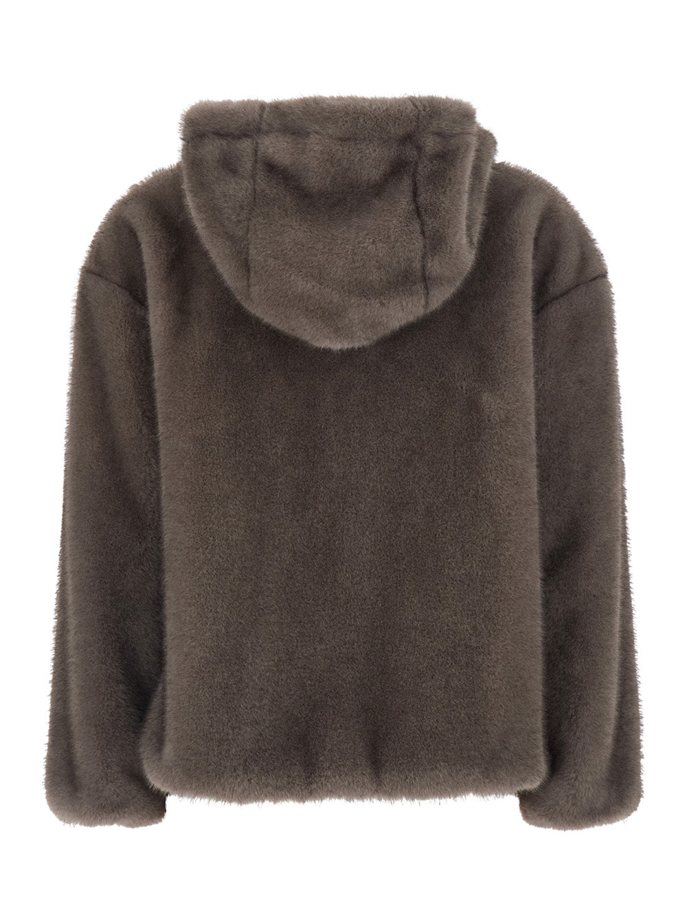 Herno Women Brown Hooded Jacket With Drawstring In Ecoleather For Women