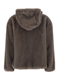Herno Women Brown Hooded Jacket With Drawstring In Ecoleather For Women
