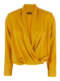 Leplain Women Yellow Blouse With V Neck And Crossover Front In Georgette For Women