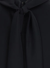 Leplain Women Black High Neck Blouse With Bow On The Back In Satin For Women