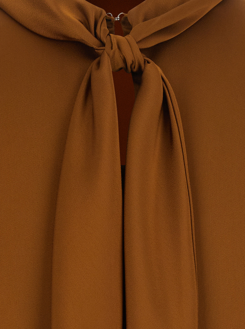 Leplain Women Brown High Neck Blouse With Bow On The Back In Satin For Women
