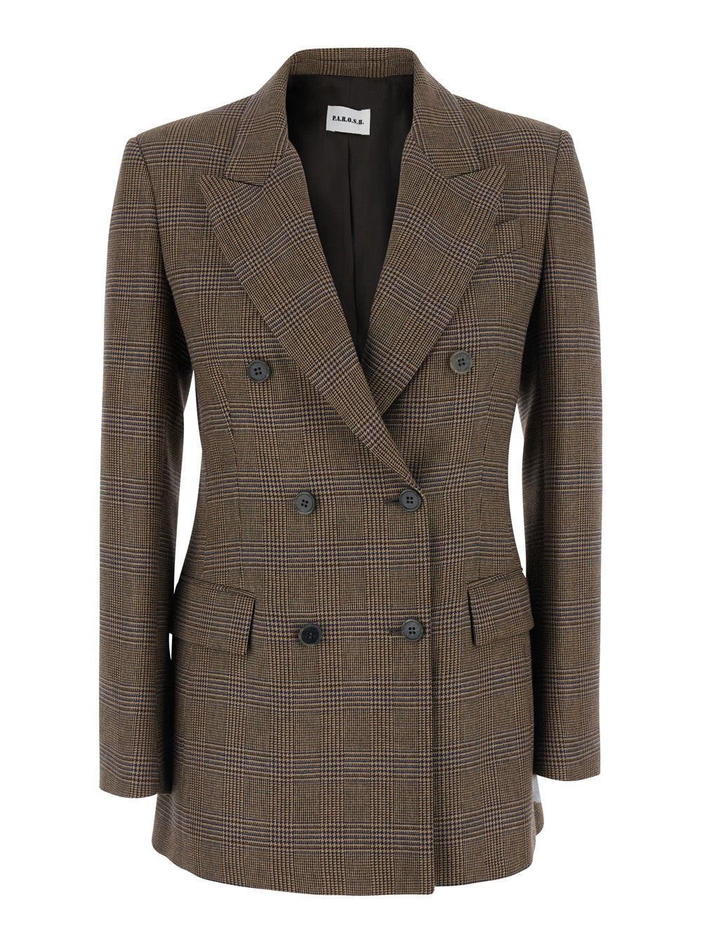 P.A.R.O.S.H. Women Brown Double-Breasted Viscose And Wool Blazer For Women
