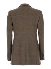 P.A.R.O.S.H. Women Brown Double-Breasted Viscose And Wool Blazer For Women