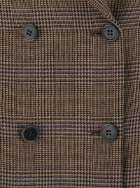 P.A.R.O.S.H. Women Brown Double-Breasted Viscose And Wool Blazer For Women