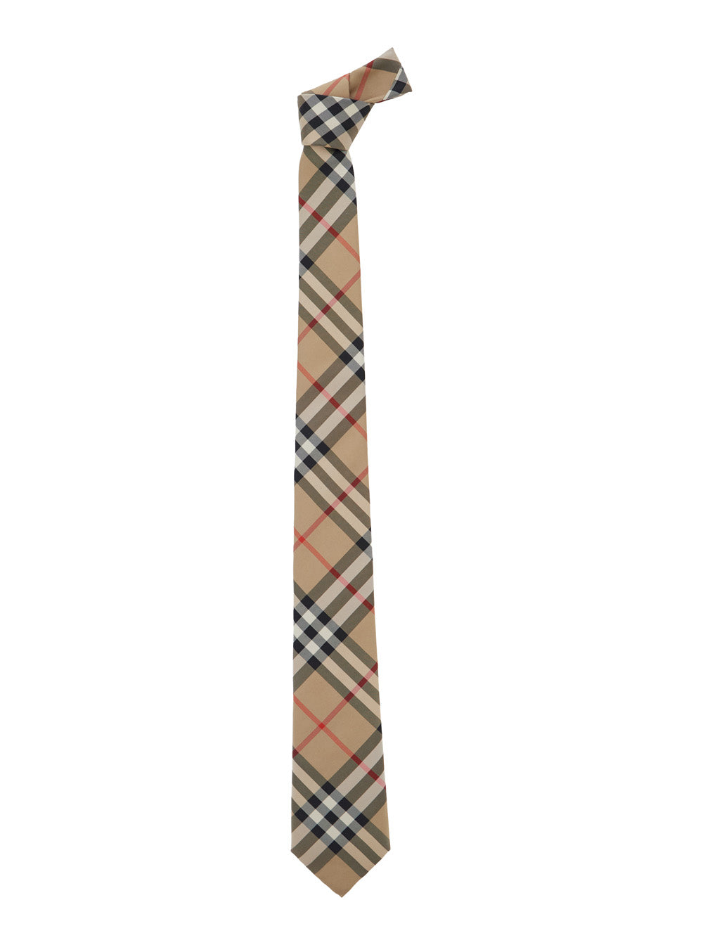 BURBERRY Burberry Men Beige Tie With All-Over Check Motif In Silk For Men