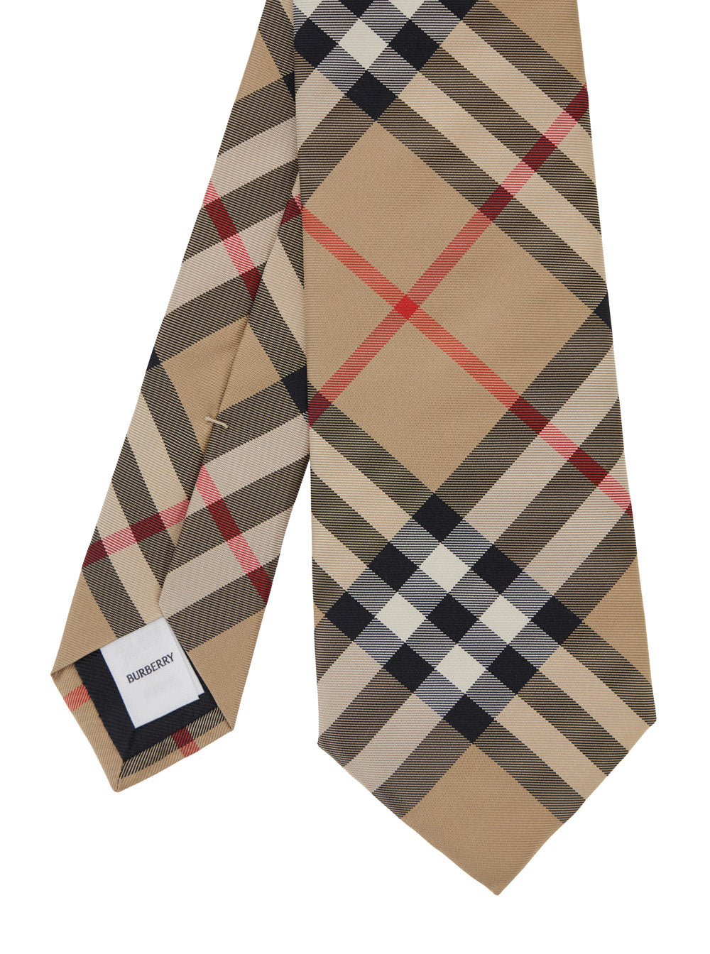 BURBERRY Burberry Men Beige Tie With All-Over Check Motif In Silk For Men