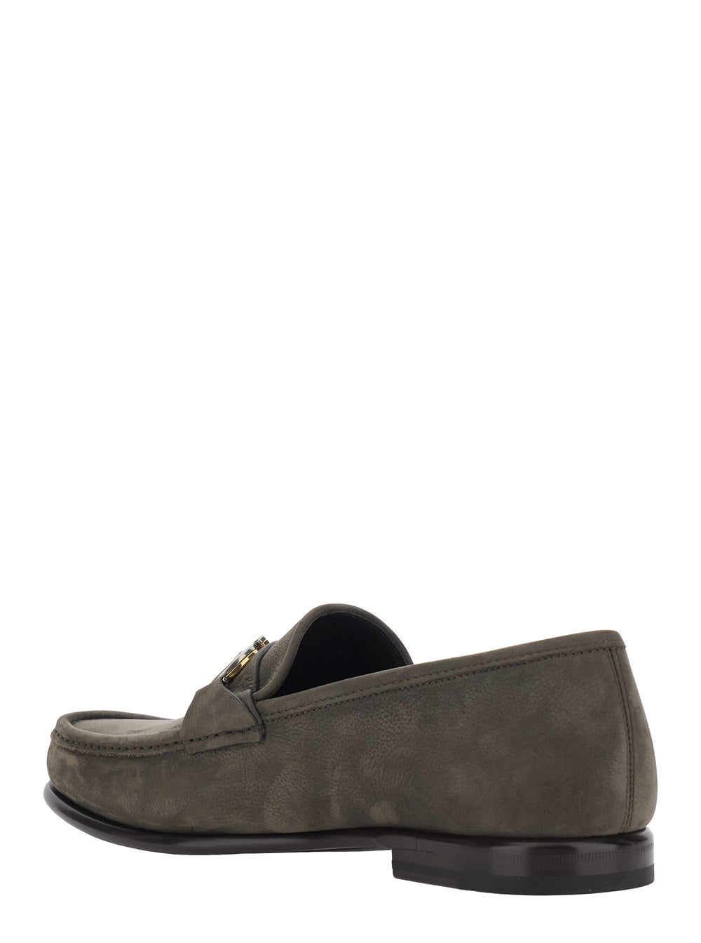 Ferragamo Men 'Avril' Grey Loafers With Gancini Plaque On The Front In Leather For Men