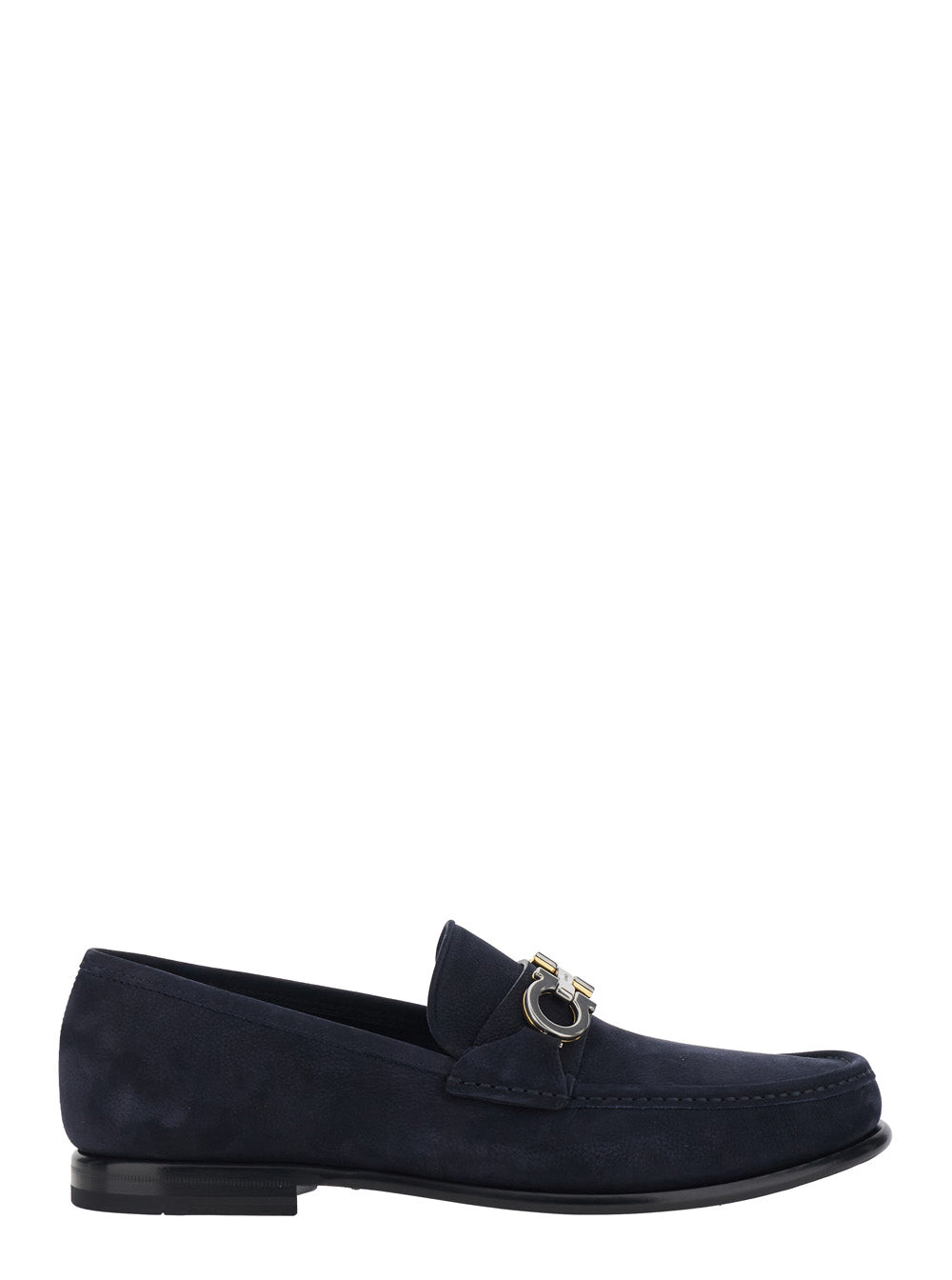 Ferragamo Men 'Avril' Blue Loafers With Gancini Plaque On The Front In Leather For Men