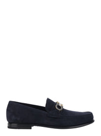 Ferragamo Men 'Avril' Blue Loafers With Gancini Plaque On The Front In Leather For Men