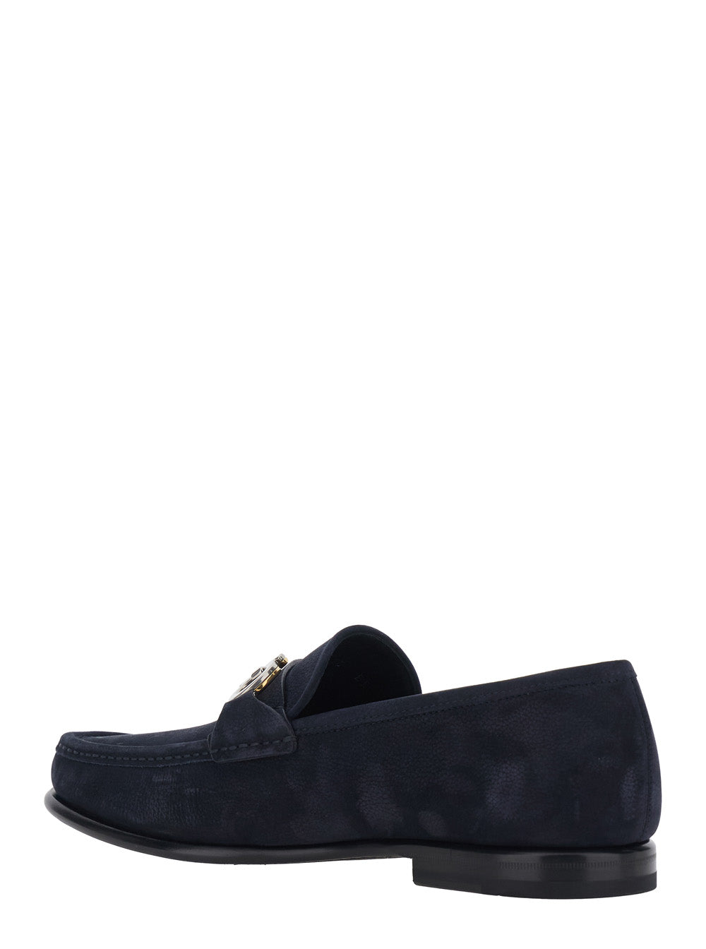 Ferragamo Men 'Avril' Blue Loafers With Gancini Plaque On The Front In Leather For Men