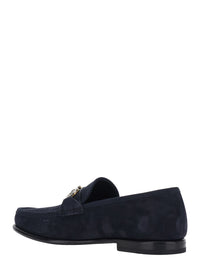 Ferragamo Men 'Avril' Blue Loafers With Gancini Plaque On The Front In Leather For Men