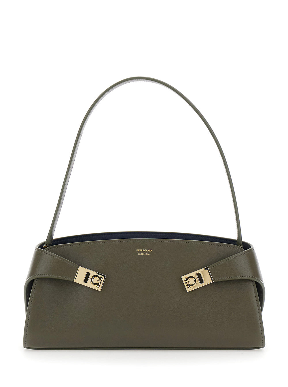 Ferragamo Women 'Hug East West' Green Shoulder Bag With Shoulder Strap And Buckled Belts On The Front In Leather For Women