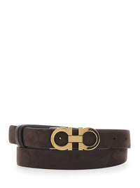 FERRAGAMO Ferragamo Women Dark Brown Belt With Gancini Buckle On The Front In Suede For Women