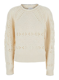 Isabel Marant Etoile Women 'Luce' White Crewneck With Perforated Design In Wool For Women