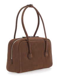 MARGESHERWOOD Margesherwood Women 'Soft Boston' Brown Small Shoulder Bag With Two Top Handles And Logo Lettering On The Front In Leather For Women