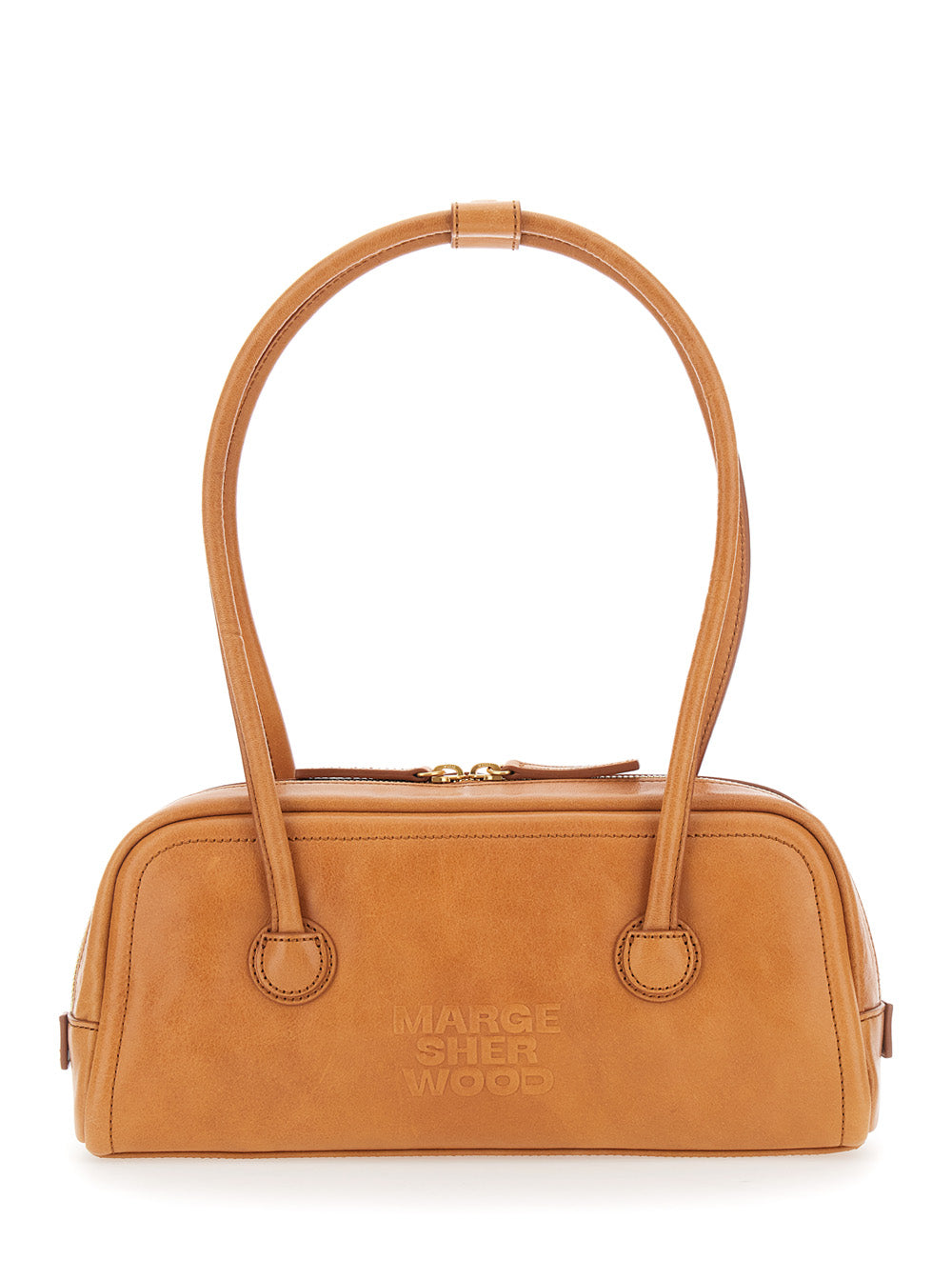 Margesherwood Women 'Soft Boston Ew' Brown Shoulder Bag With Two Top Handles And Logo Lettering On The Front In Leather For Women