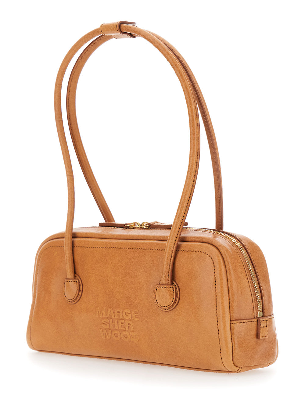 Margesherwood Women 'Soft Boston Ew' Brown Shoulder Bag With Two Top Handles And Logo Lettering On The Front In Leather For Women