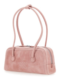 Margesherwood Women 'Soft Boston Ew' Pink Shoulder Bag With Two Top Handles And Logo Lettering On The Front In Leather For Women
