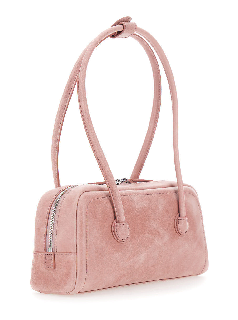 Margesherwood Women 'Soft Boston Ew' Pink Shoulder Bag With Two Top Handles And Logo Lettering On The Front In Leather For Women