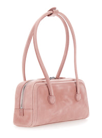 Margesherwood Women 'Soft Boston Ew' Pink Shoulder Bag With Two Top Handles And Logo Lettering On The Front In Leather For Women