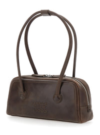 Margesherwood Women 'Soft Boston Ew' Brown Shoulder Bag With Two Top Handles And Logo Lettering On The Front In Leather For Women