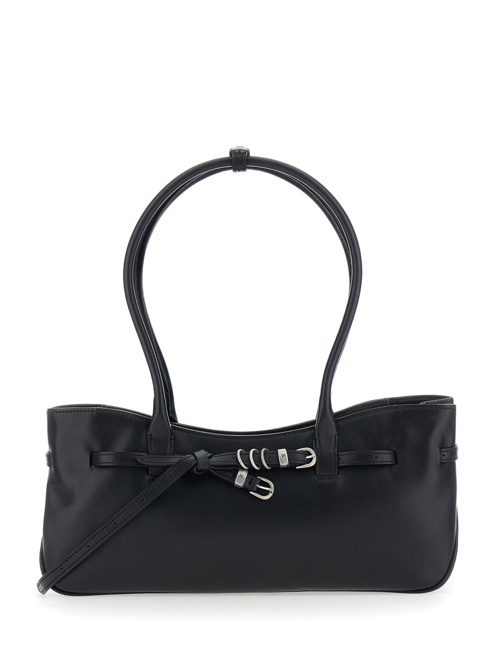 MARGESHERWOOD Margesherwood Women 'Grandma Used' Black Shoulder Bag With Adjustable Strap On The Front In Leather For Women
