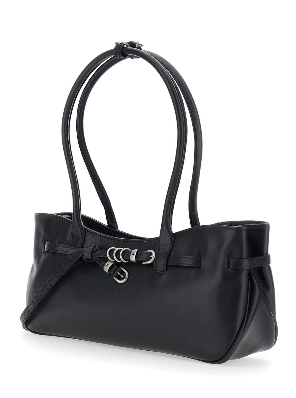 MARGESHERWOOD Margesherwood Women 'Grandma Used' Black Shoulder Bag With Adjustable Strap On The Front In Leather For Women