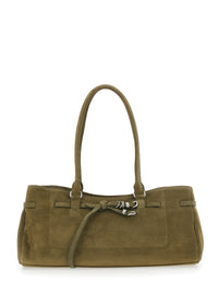 MARGESHERWOOD Margesherwood Women 'Grandma Used' Green Shoulder Bag With Adjustable Strap On The Front In Suede For Women