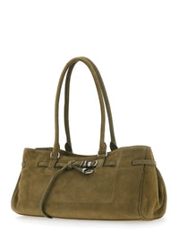 MARGESHERWOOD Margesherwood Women 'Grandma Used' Green Shoulder Bag With Adjustable Strap On The Front In Suede For Women