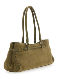 MARGESHERWOOD Margesherwood Women 'Grandma Used' Green Shoulder Bag With Adjustable Strap On The Front In Suede For Women