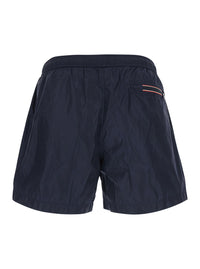 Moncler Men Blue Swim Shorts With Elasticated Waist And Logo Patch On The Front In Tech Fabricc For Men