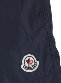 Moncler Men Blue Swim Shorts With Elasticated Waist And Logo Patch On The Front In Tech Fabricc For Men