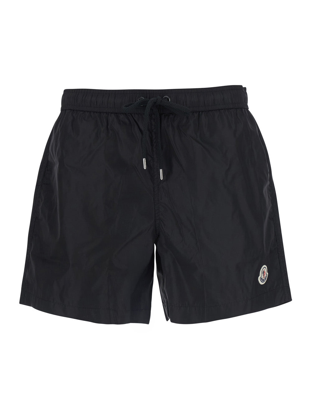 Moncler Men Black Swim Shorts With Elasticated Waist And Logo Patch On The Front In Tech Fabric For Men