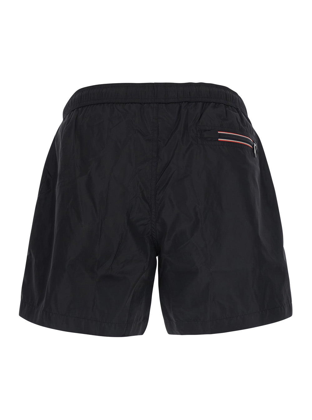 Moncler Men Black Swim Shorts With Elasticated Waist And Logo Patch On The Front In Tech Fabric For Men