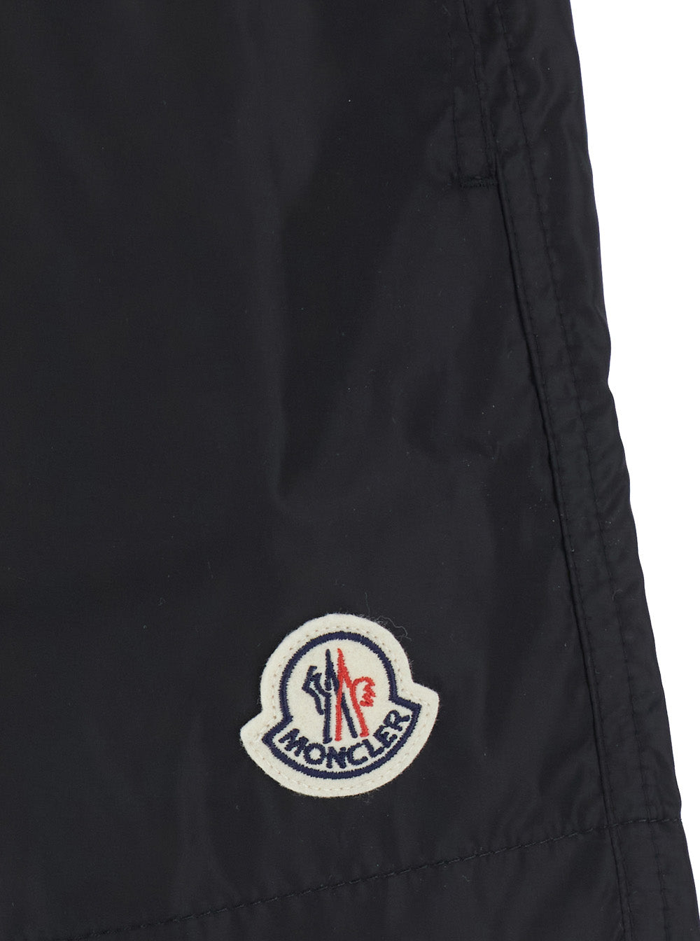 Moncler Men Black Swim Shorts With Elasticated Waist And Logo Patch On The Front In Tech Fabric For Men